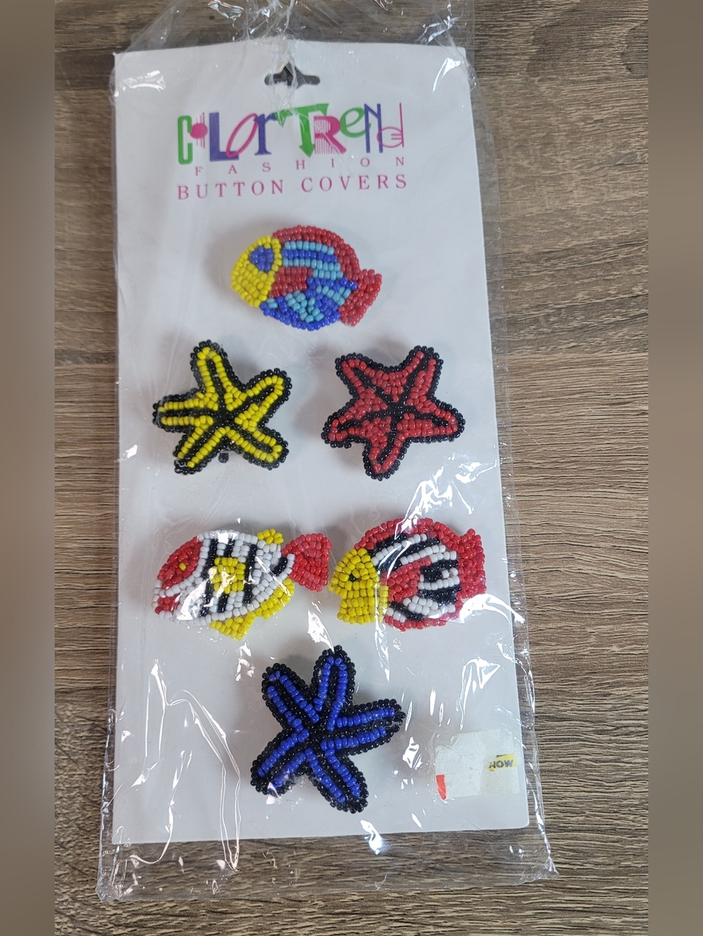 Vintage Multicolor Beaded Sea Critter Button Covers
